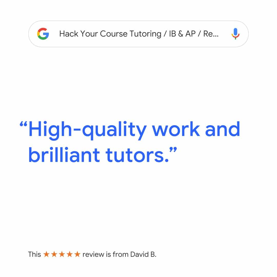 google review "high quality work and brilliant tutors" with hack your course tutoring service