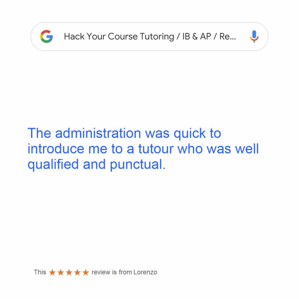 REVIEW BY LORENZO FOR IN-HOME CALCULUS TUTORING & ECONOMICS IB TUTORING SERVICE IN GREATER VANCOUVER & WEST VANCOUVER