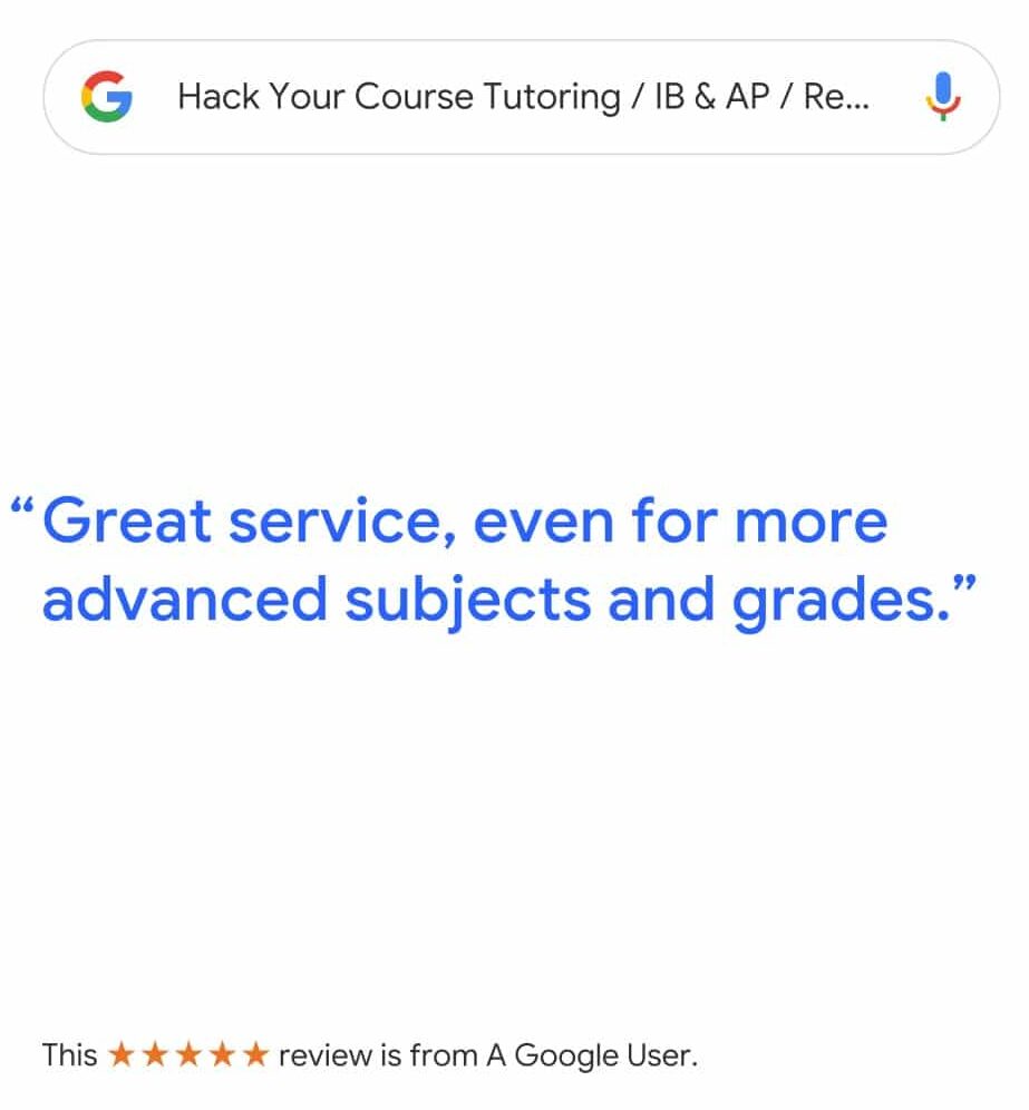 testimonial for math tutoring & English tutoring service in West Vancouver with Hack Your Course