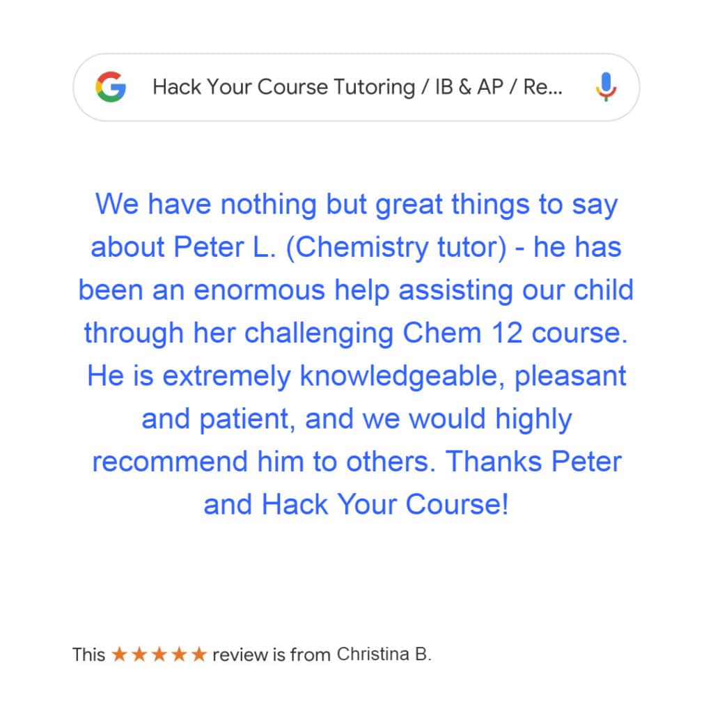 testimonial from Christina B. online & in-home tutoring serive near me in west vancouver